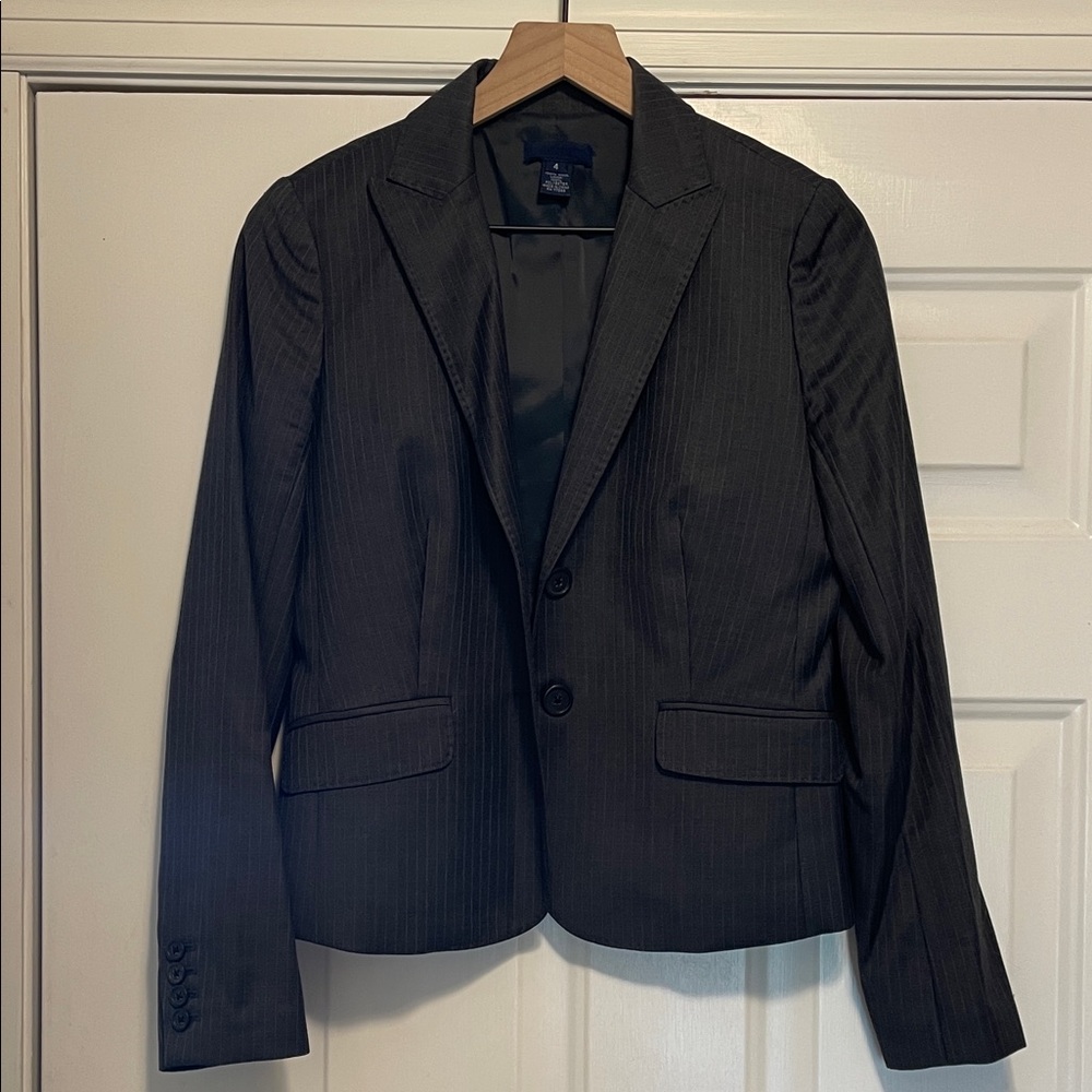 J. Crew Charcoal Pinstripe Blazer